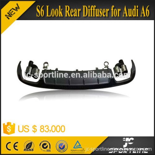 PP+304 Steel S6 Style Exhaust Pipes Rear Diffuser for Audi A6 Sedan Base 4 Door 2016